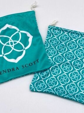 Lot Of 2 Kendra Scott Teal Logo Jewelry And Accessory Drawstring Pouches